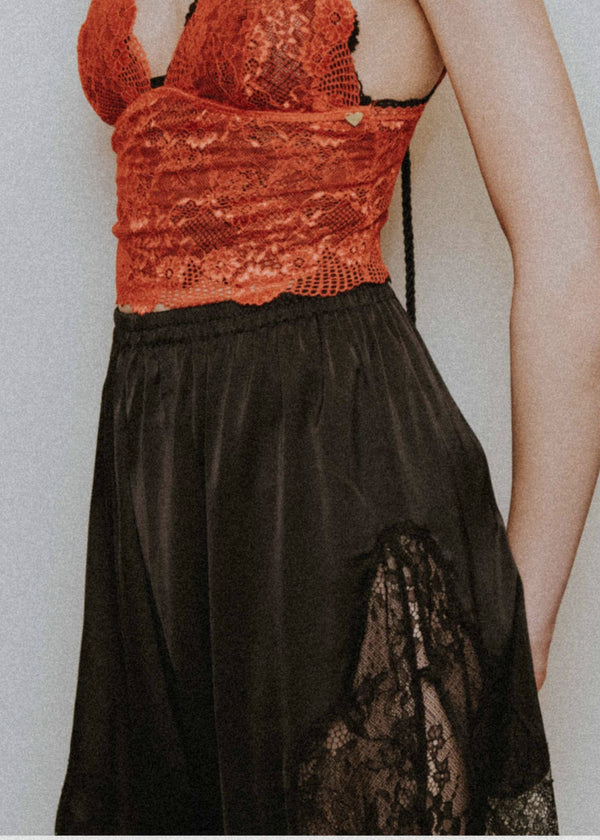 Satin & Lace Bermuda Shorts - Lina