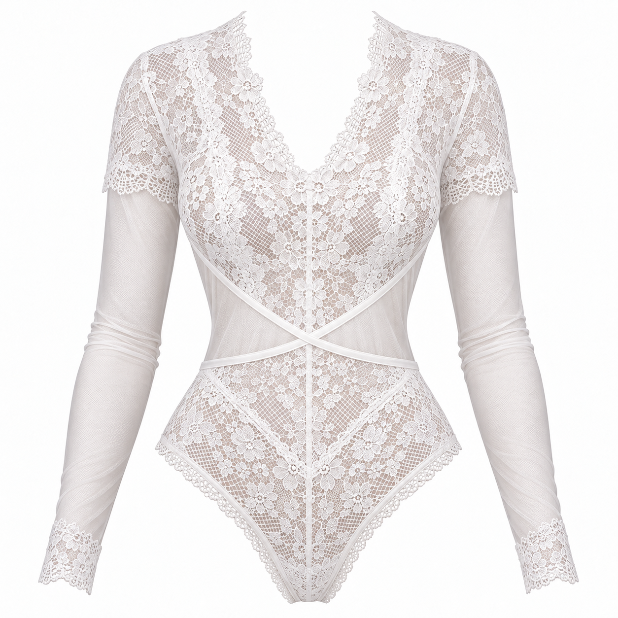 Langarm-Spitzen-Bodysuit – Natalia