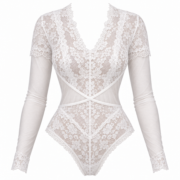 Langarm-Spitzen-Bodysuit – Natalia
