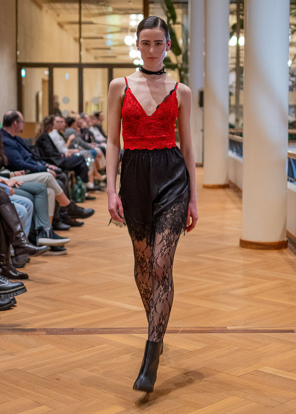 Satin & Lace Bermuda Shorts - Lina